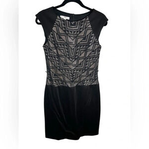 London Times Black and Nude Midi Dress Size 8